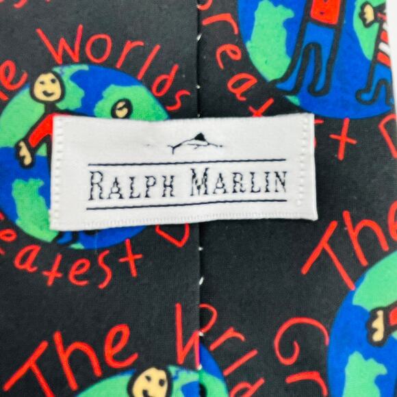 Ralph Marlin Vintage World's Greatest Dad Novelty Fun Colorful Mens Tie - Picture 4 of 8
